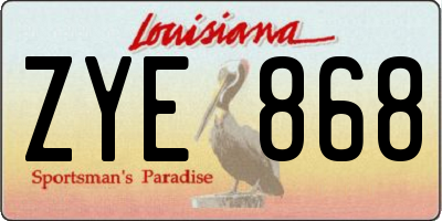 LA license plate ZYE868