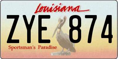 LA license plate ZYE874