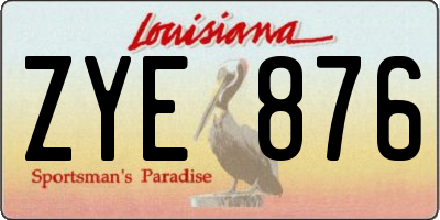 LA license plate ZYE876