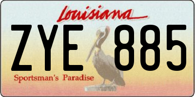 LA license plate ZYE885