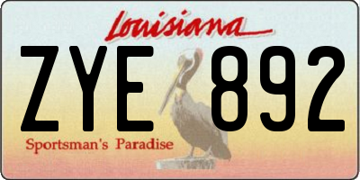 LA license plate ZYE892