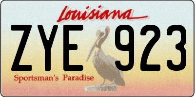 LA license plate ZYE923