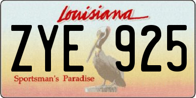LA license plate ZYE925
