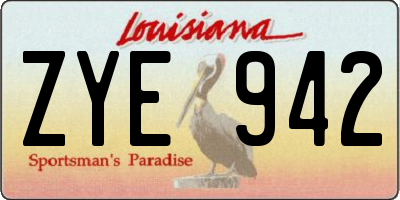 LA license plate ZYE942