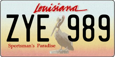 LA license plate ZYE989