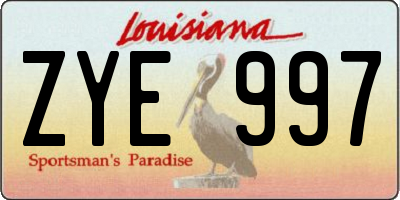 LA license plate ZYE997