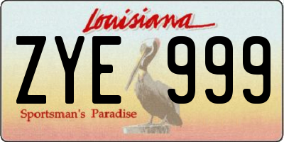 LA license plate ZYE999