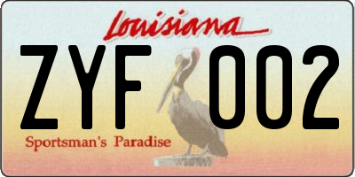 LA license plate ZYF002