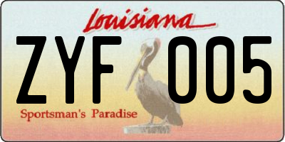 LA license plate ZYF005