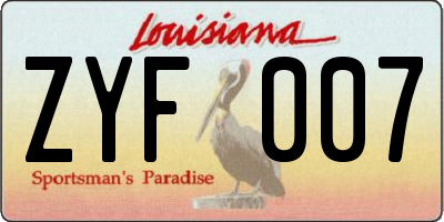 LA license plate ZYF007