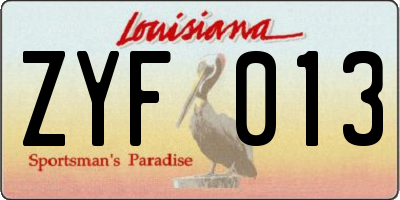 LA license plate ZYF013