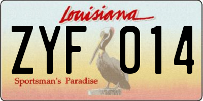 LA license plate ZYF014