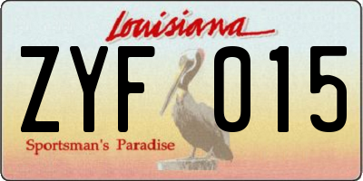 LA license plate ZYF015