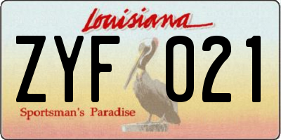 LA license plate ZYF021