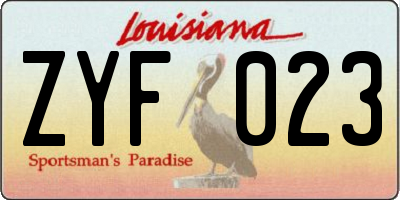 LA license plate ZYF023