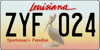 LA license plate ZYF024