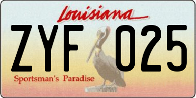 LA license plate ZYF025