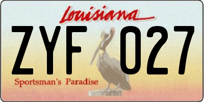 LA license plate ZYF027
