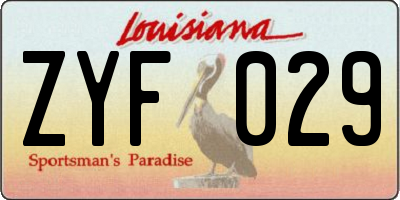 LA license plate ZYF029