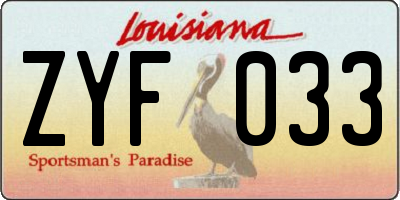 LA license plate ZYF033