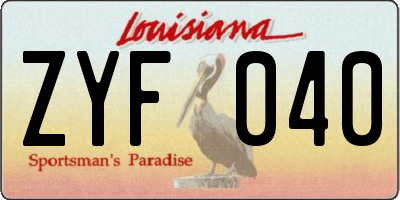 LA license plate ZYF040