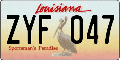LA license plate ZYF047
