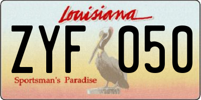 LA license plate ZYF050