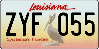 LA license plate ZYF055