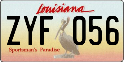 LA license plate ZYF056