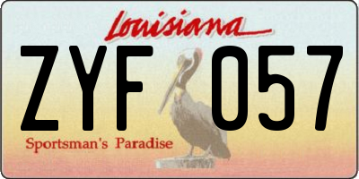LA license plate ZYF057
