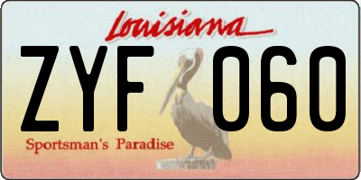 LA license plate ZYF060
