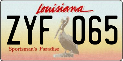 LA license plate ZYF065