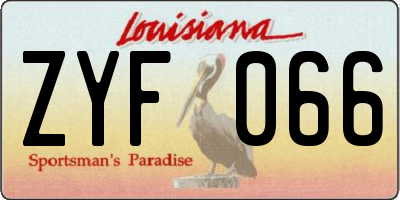 LA license plate ZYF066