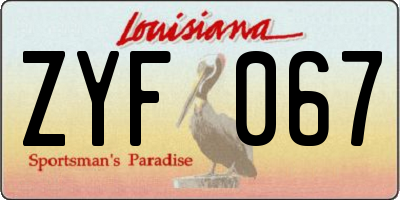 LA license plate ZYF067