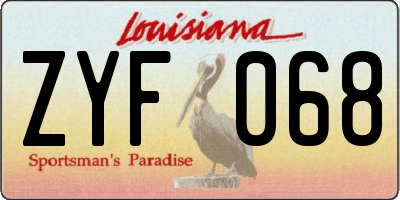 LA license plate ZYF068