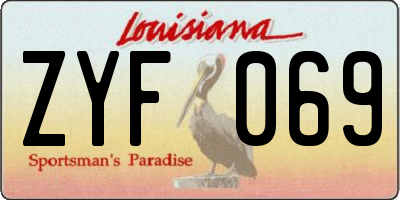LA license plate ZYF069