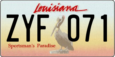 LA license plate ZYF071
