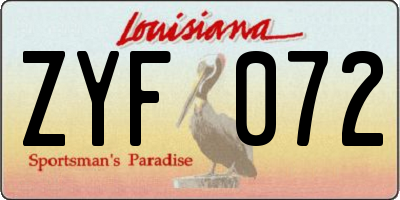 LA license plate ZYF072
