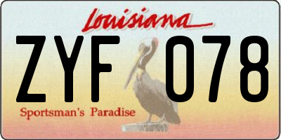 LA license plate ZYF078
