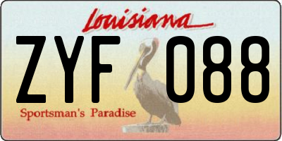 LA license plate ZYF088