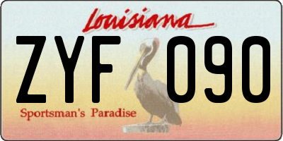 LA license plate ZYF090