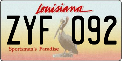 LA license plate ZYF092
