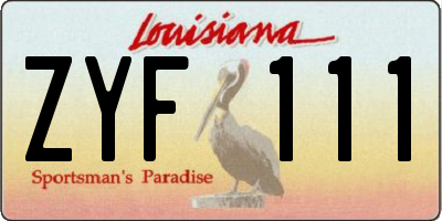 LA license plate ZYF111