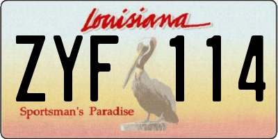 LA license plate ZYF114
