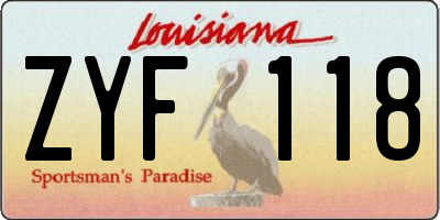 LA license plate ZYF118