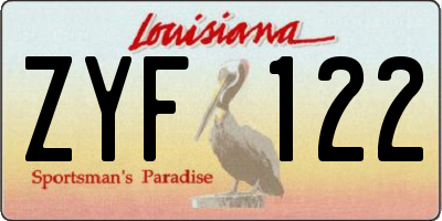 LA license plate ZYF122