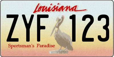 LA license plate ZYF123