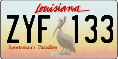 LA license plate ZYF133