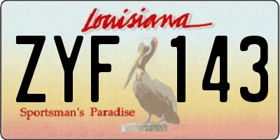 LA license plate ZYF143