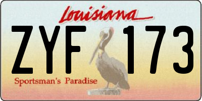 LA license plate ZYF173